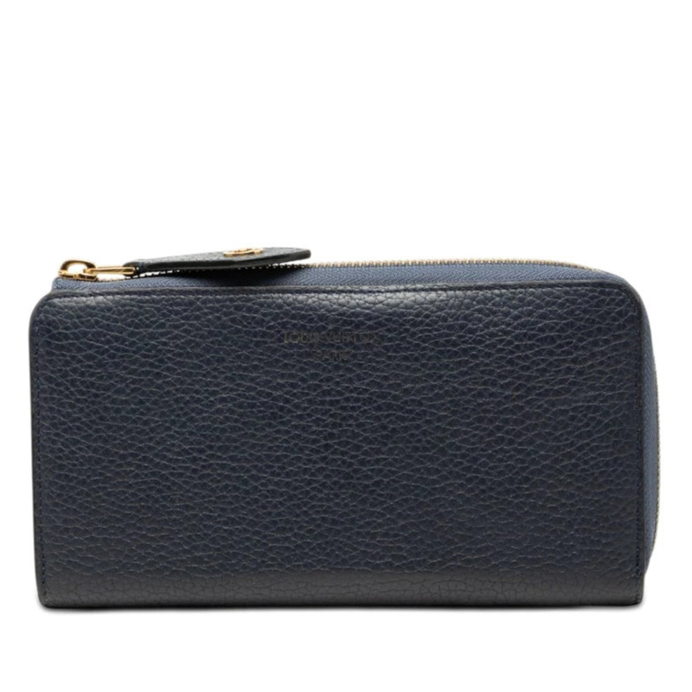 Louis Vuitton Portefeuille Comet Zipper Long Wallet Taurillon Leather Navy Blue
